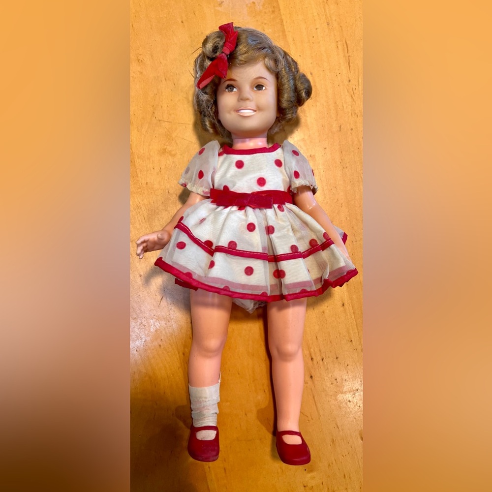 Vintage Shirley Temple Doll Ideal 16" Vinyl Polka Dot Dress 1972 Sold For Parts